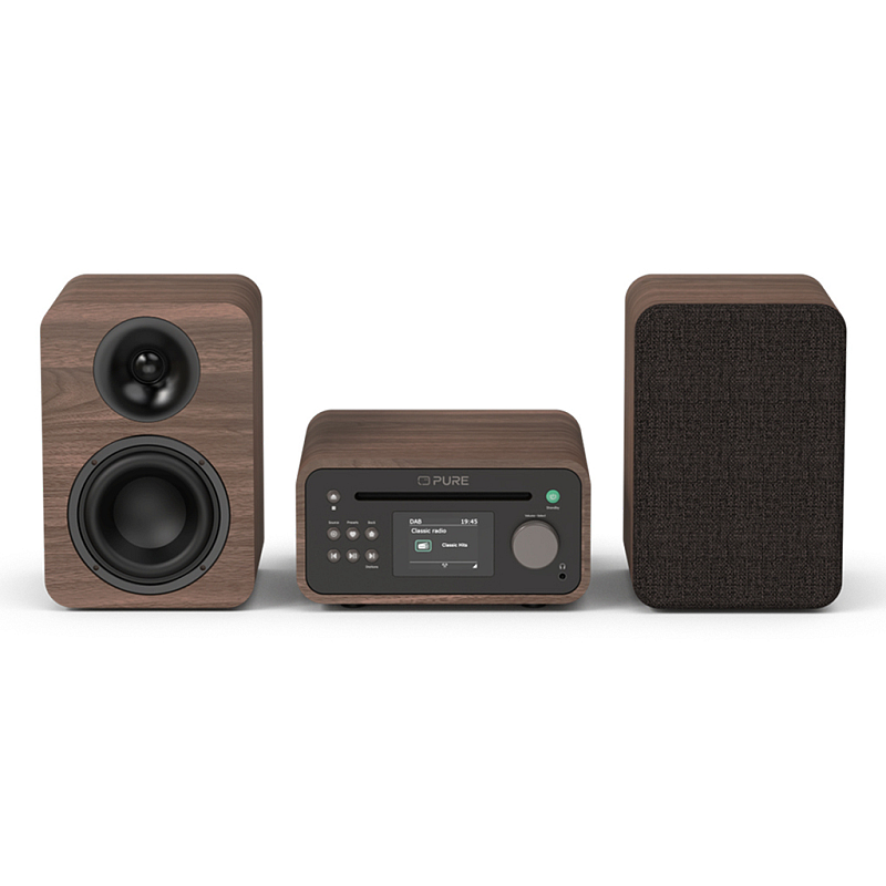 Pure Classic Stereo Mini Heim-Audio-Mikrosystem 40 W Braun, Walnuss