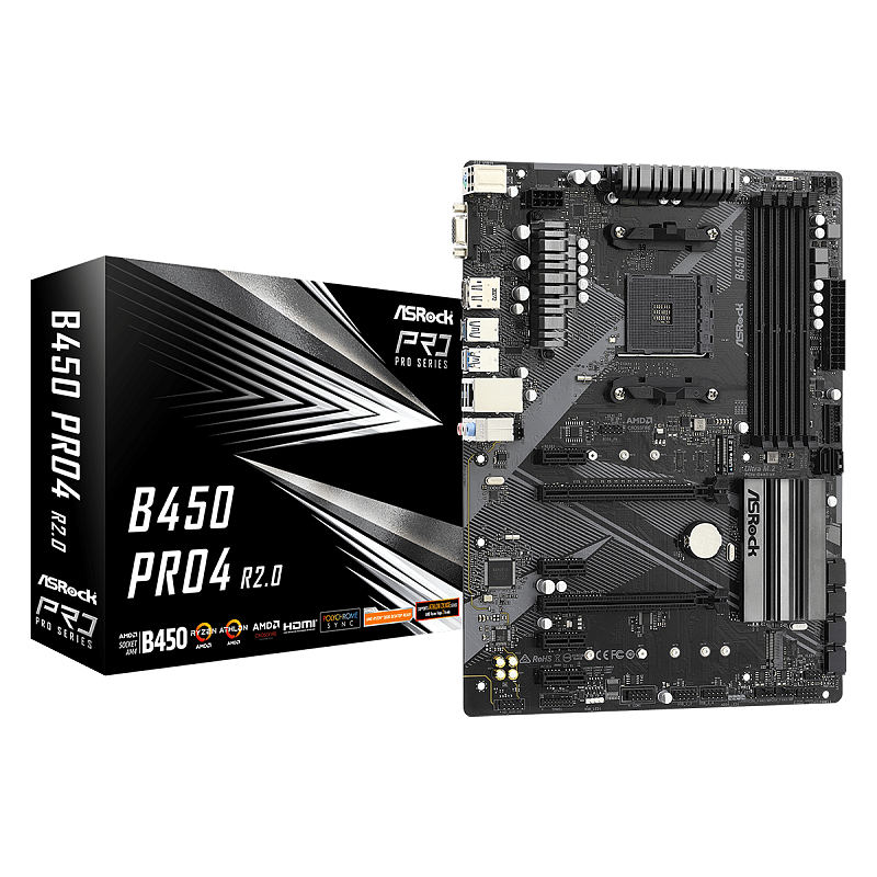 Asrock B450 Pro4 R2.0 AMD B450 Sockel AM4 ATX