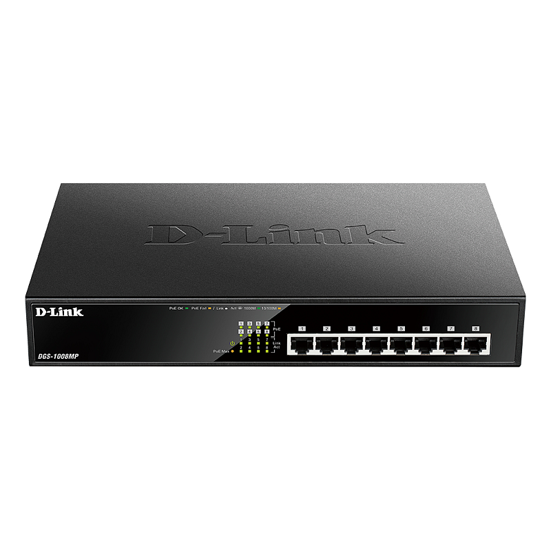 D-Link DGS-1008MP Netzwerk-Switch Unmanaged Gigabit Ethernet (10/100/1000) Power over Ethernet (PoE) 1U Schwarz