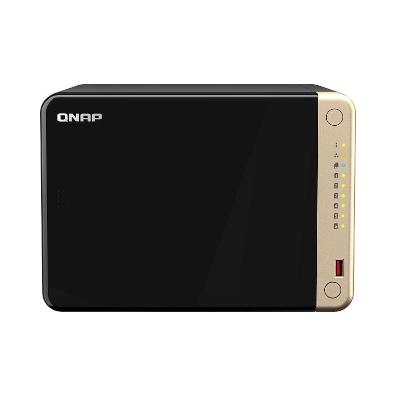 QNAP TS-664-4G NAS & Speicherserver Tower Intel® Celeron® N5095 4 GB DDR4 0 TB QNAP QTS Schwarz, Bronze
