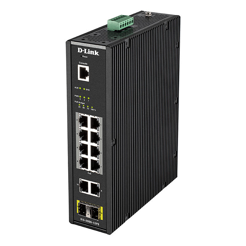D-Link DIS-200G-12PS Netzwerk-Switch Managed L2 Gigabit Ethernet (10/100/1000) Power over Ethernet (PoE) Schwarz