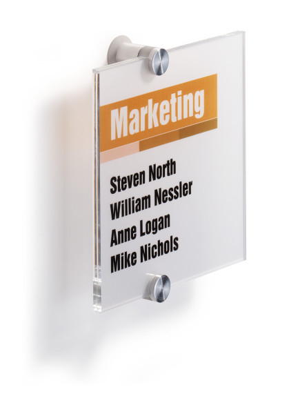 Durable 482219 Zeichenhalter und Informationsstand Schilderhalter Acryl, Aluminium Aluminium, Transparent