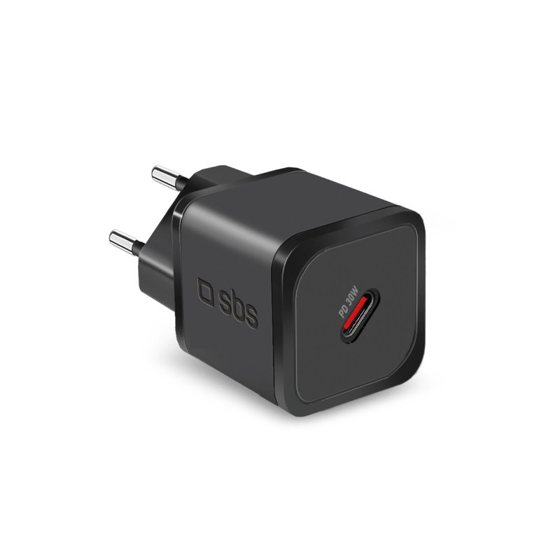SBS TETRGAN1C30W Ladegerät für Mobilgeräte Kopfhörer, Laptop, Smartphone, Smartwatch, Tablets Schwarz AC Schnellladung Drinnen
