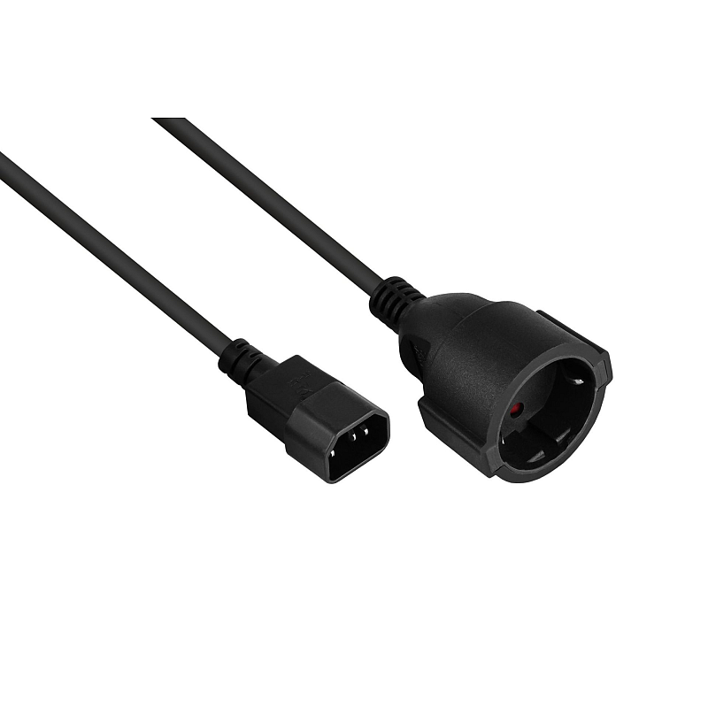 Kabelmeister SK1402-S005 Stromkabel Schwarz 0,5 m IEC C14 Netzstecker Typ F