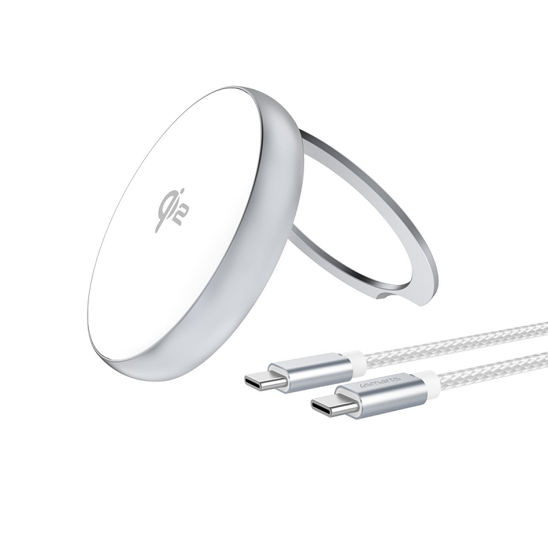 4smarts Qi2 Universal Silber USB Kabelloses Aufladen Schnellladung Drinnen