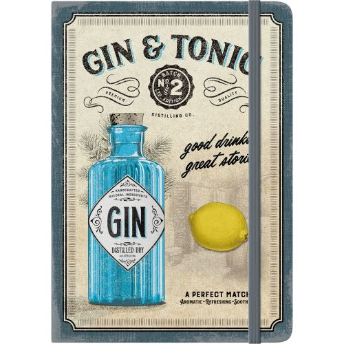 Nostalgic Art Gin & Tonic Notizbuch A5 128 Blätter Mehrfarbig