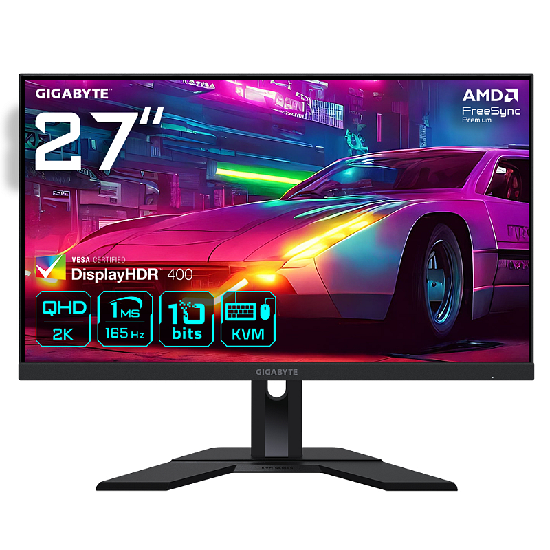 GIGABYTE M27Q 27" QHD Gaming Monitor - 2560 x 1440, 170Hz, 0,5ms, 350 cd/m², FreeSync Premium, Display HDR400, HDMI 2.1, DisplayPort 1.4