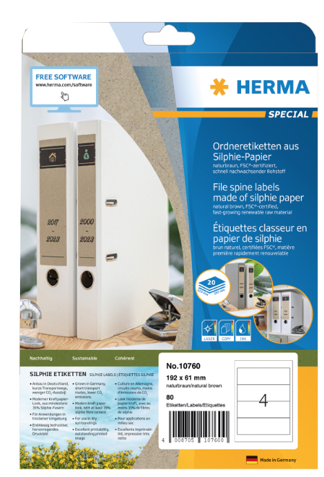 HERMA 10760 selbstklebendes Etikett Rechteck Permanent Braun 80 Stück(e)