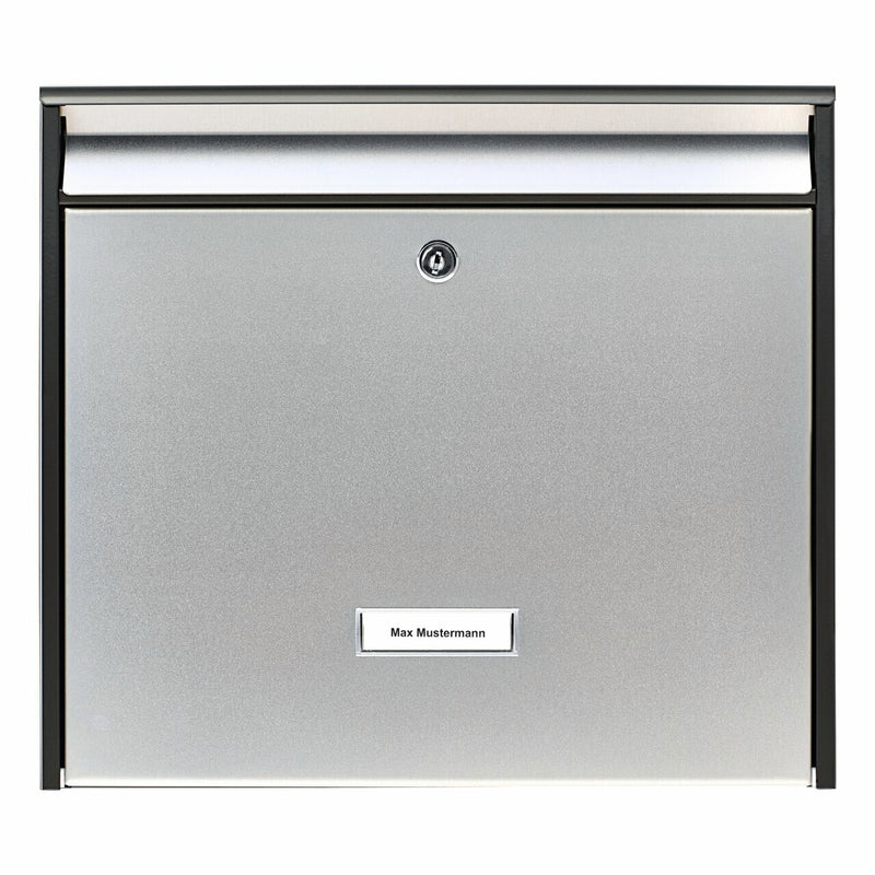 BURG-WÄCHTER Oxford 6877 B+S Briefkasten Schwarz, Edelstahl Wandmontierter Briefkasten Edelstahl, Stahl