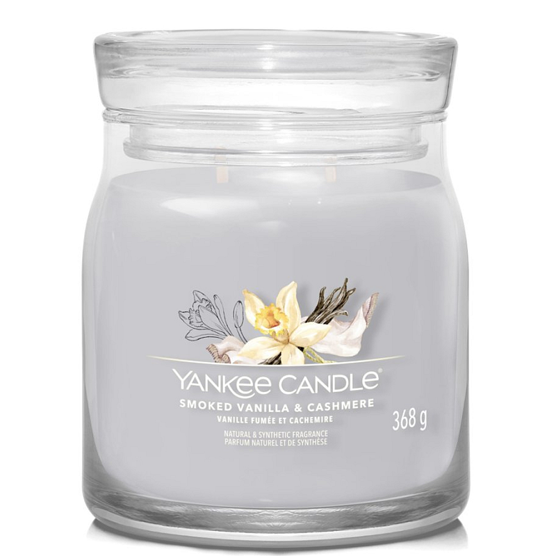 Yankee Candle Smoked Vanilla & Cashmere Wachskerze Zylinder Bernstein, Kaschmirhölzer Grau 1 Stück(e)