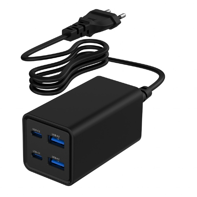 Gembird TA-UC-2A2C-PD65-01-BK Ladegerät für Mobilgeräte Laptop, Smartphone Schwarz AC Schnellladung Drinnen