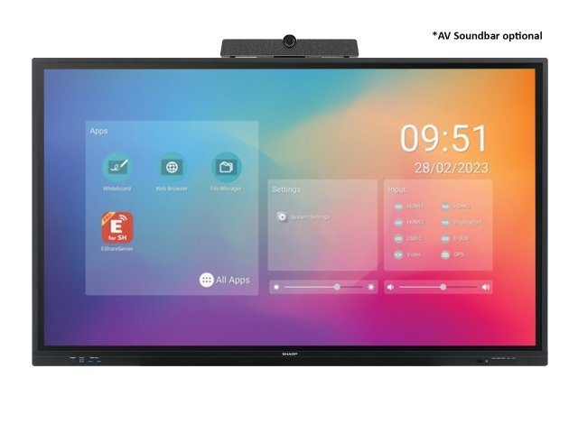 Sharp PN-LC862 Digital Signage Flachbildschirm 2,18 m (86") LCD WLAN 450 cd/m² 4K Ultra HD Schwarz Touchscreen Eingebauter Prozessor Android 11 16/7