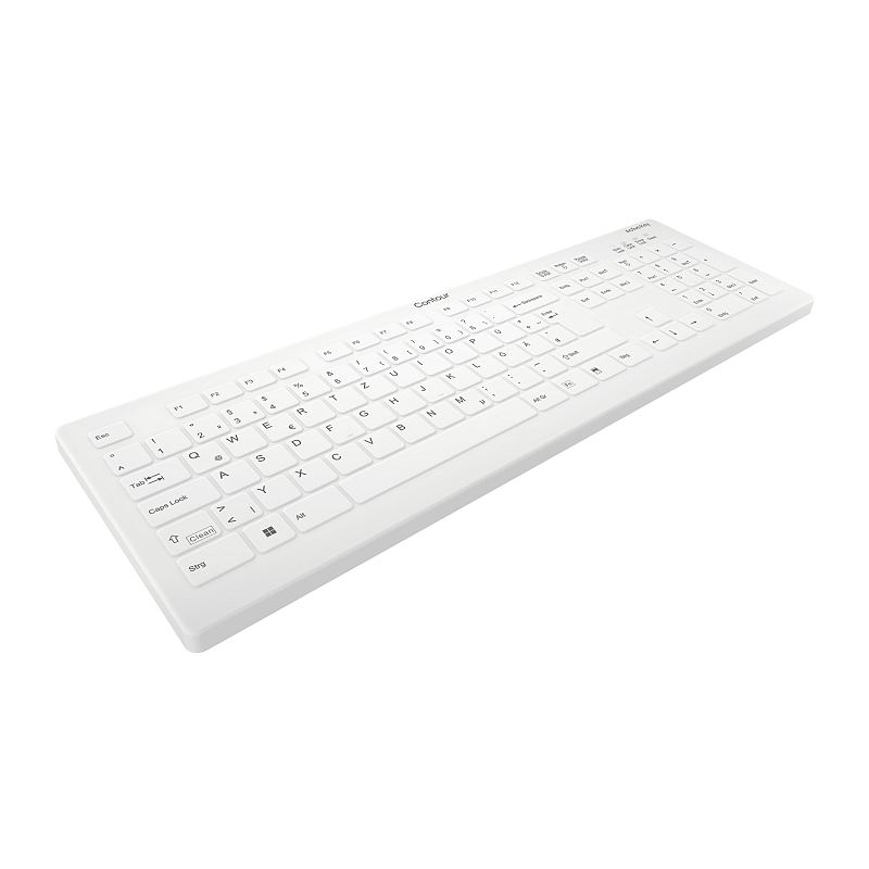 Contour Design Active Key Contour QuickClean Medizinische Tastatur Abnehmbare Abdeckung Full-Size Kabellos Weiß DE C8112