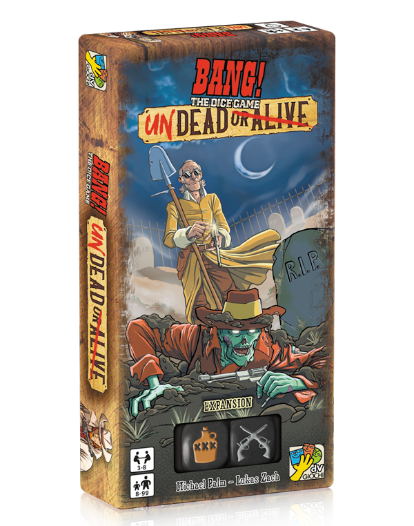 Asmodee Bang! The Dice Game: Undead or Alive This expansion for Bang! The Dice Game introduces eight new characters and two new duel dice for fighting duels! Brettspiel