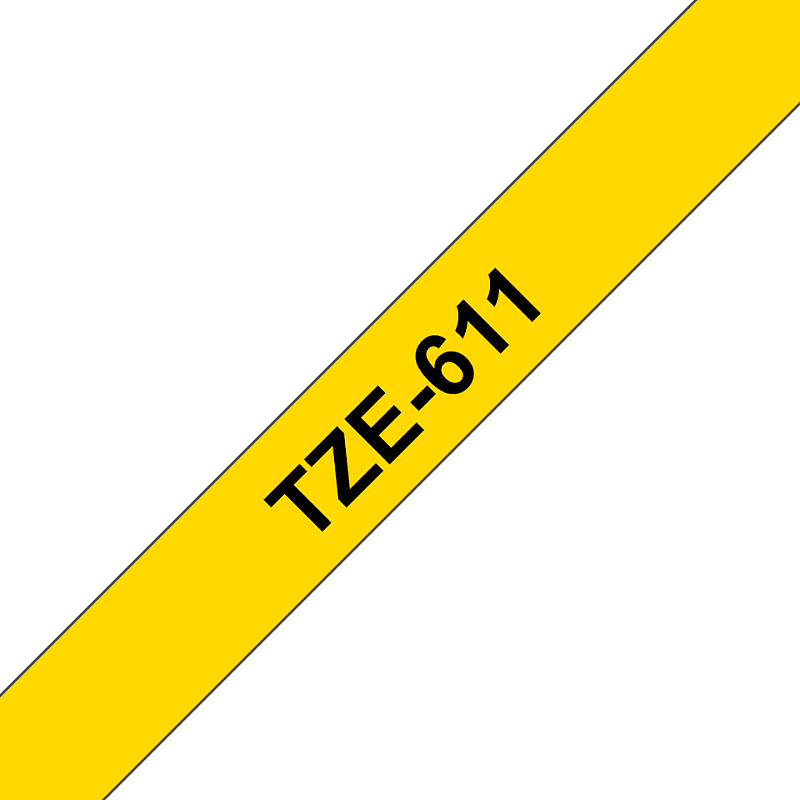 Brother TZE-611 Etiketten erstellendes Band Schwarz auf gelb