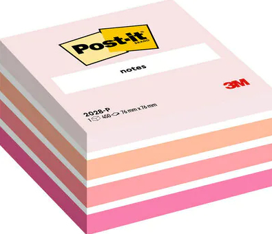 Post-It 2028-P Klebezettel Quadratisch Orange, Pink, Weiß 450 Blätter Selbstklebend