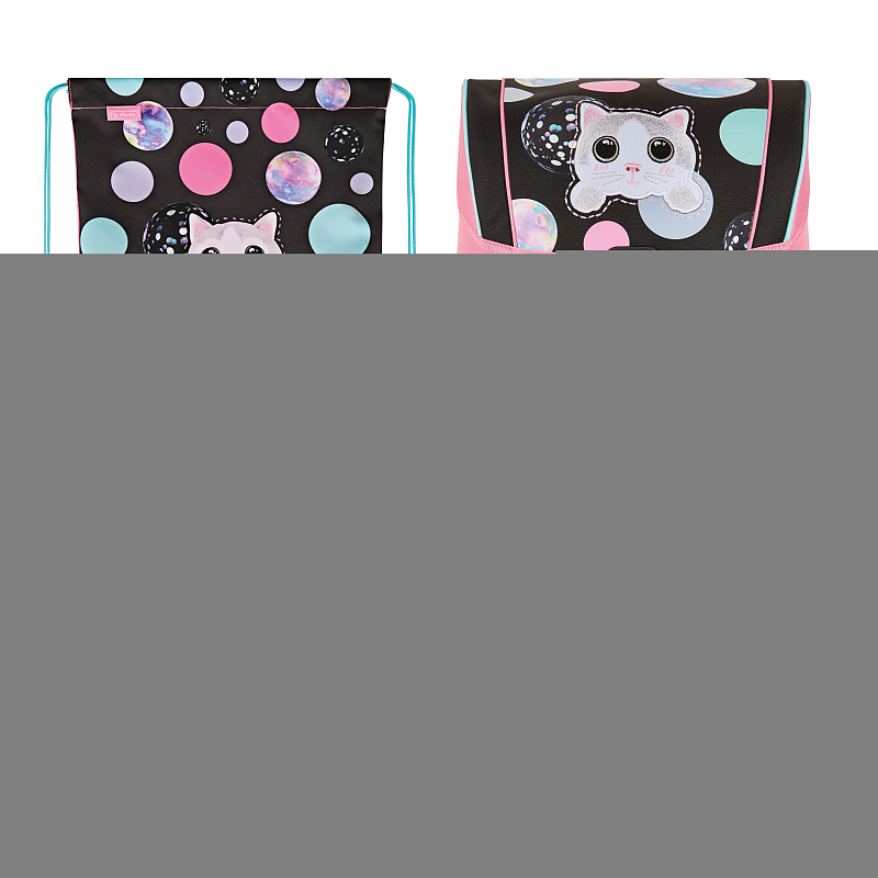 Herlitz Loop Plus Cute Cat Schulranzen-Set Mädchen Polyester Schwarz, Blau, Pink