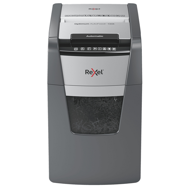 Rexel Optimum AutoFeed+ 130X Aktenvernichter Kreuzschreddern 55 dB 22 cm Schwarz, Silber