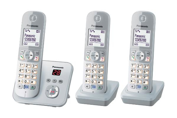 Panasonic KX-TG6823 DECT-Telefon Anrufer-Identifikation Silber, Weiß