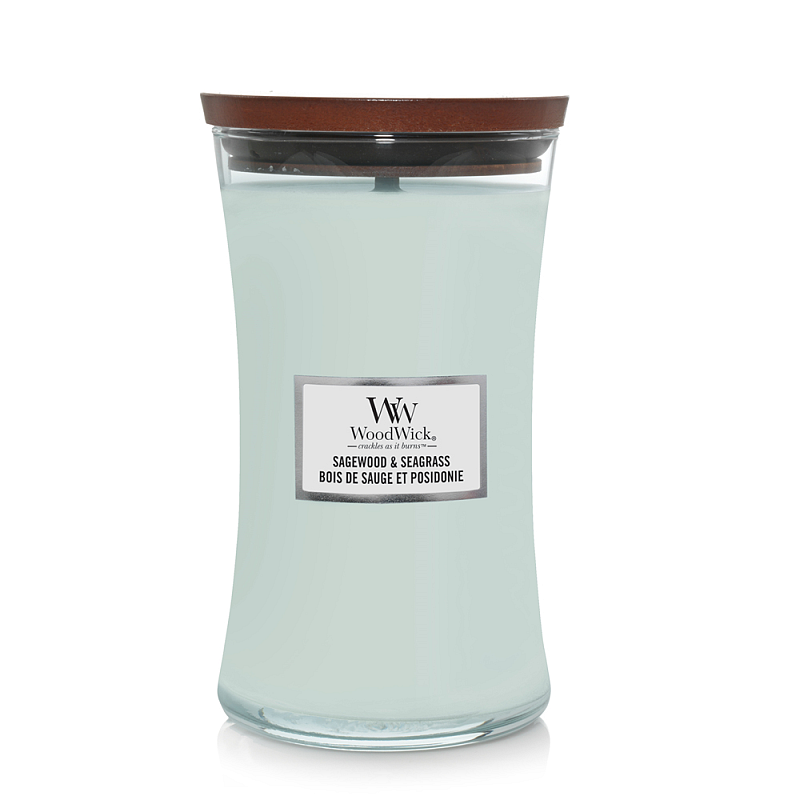 WoodWick Sagewood & Seagrass Large Jar Wachskerze Rund Türkis 1 Stück(e)