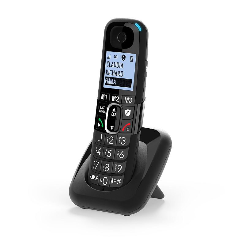 amplicomms BigTel 1502 DECT-Telefon Anrufer-Identifikation Schwarz