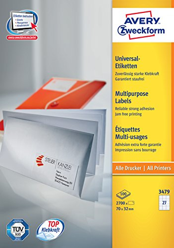 Avery Universal-Etiketten, weiß, 70 x 32 mm, permanent