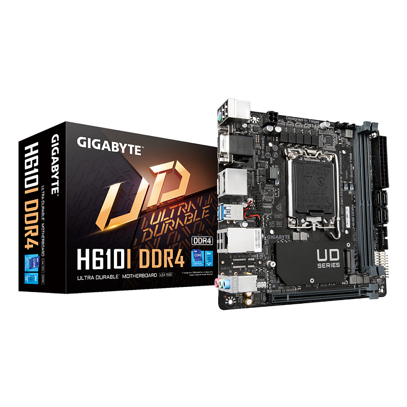 GIGABYTE H610I DDR4 Mainboard - Unterstützt Intel Core Prozessoren 14th CPUs, 4+1+1 Hybrid Digital VRM, up to 3200MHz DDR4, 1xPCIe 3.0 M.2, GbE LAN, USB 3.2 Gen 1