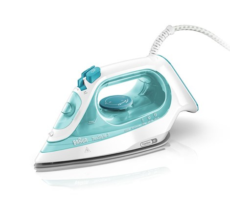Braun TexStyle 3 SI3041GR Dampfbügeleisen Keramik-Bügelsohle 2350 W Türkis, Weiß