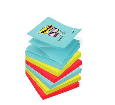 Post-It R330-6SS-MIA Klebezettel Quadratisch Aqua-Farbe, Limette, Rot 90 Blätter Selbstklebend