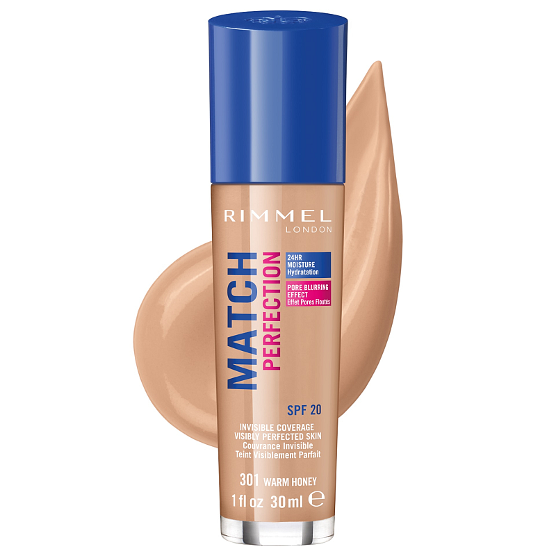 Rimmel Match Perfection Foundation 30 ml Pumpenflasche Flüssigkeit 303 Warm Honey