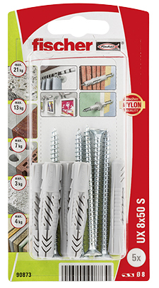 Fischer 90873 Schraubanker/Dübel 10 Stück(e) Schrauben- und Ankersatz 70 mm