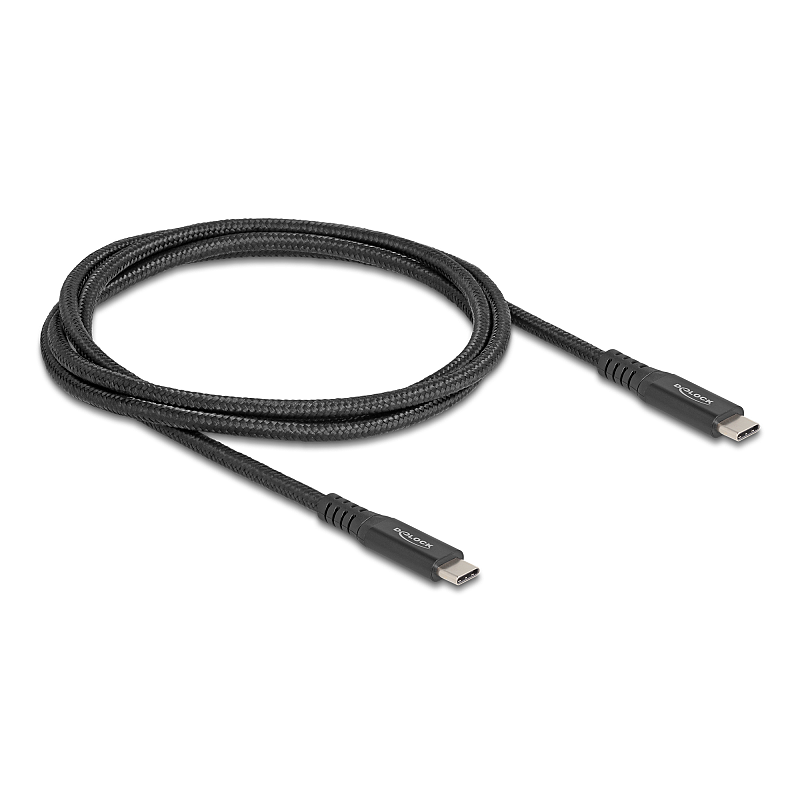 DeLOCK USB 20 Gbps Kabel USB Type-C Stecker zu Stecker PD 3.0 100 W E-Marker 1 m schwarz Metall