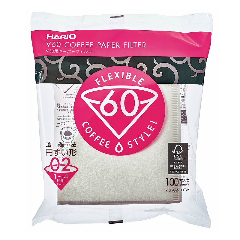 Hario VCF-02-100W Kaffeefilter 100 Stück(e) Weiß Tasse Einweg-Kaffeefilter