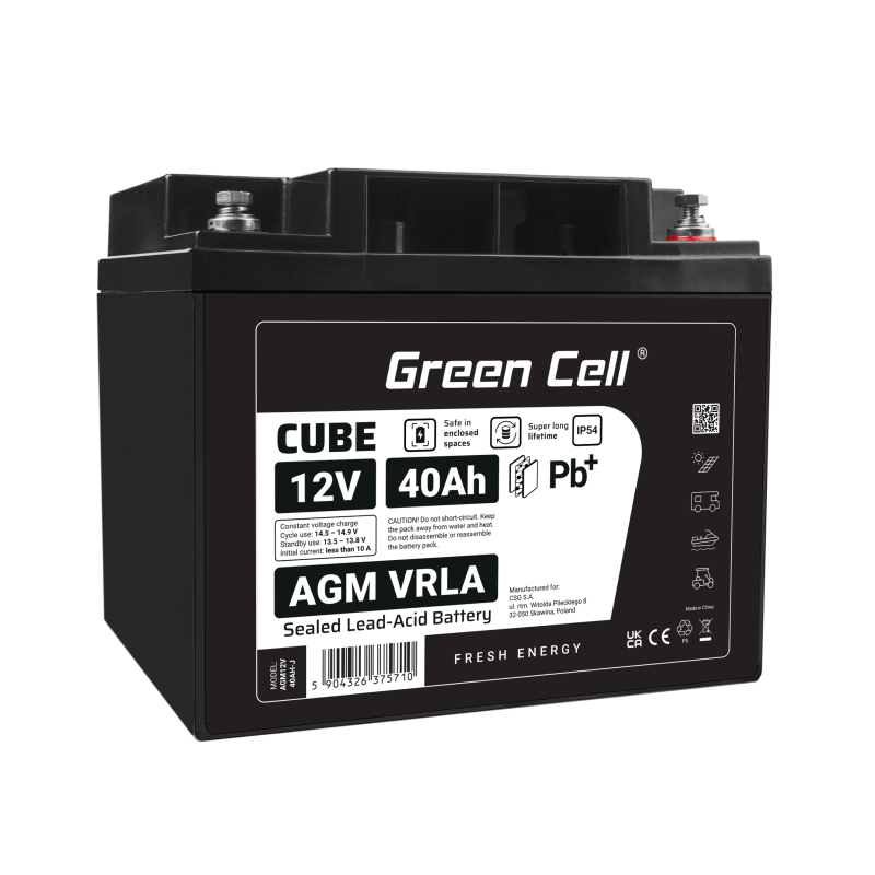 Green Cell AGM12V40AH-J USV-Batterie Plombierte Bleisäure (VRLA) 12 V 40 Ah
