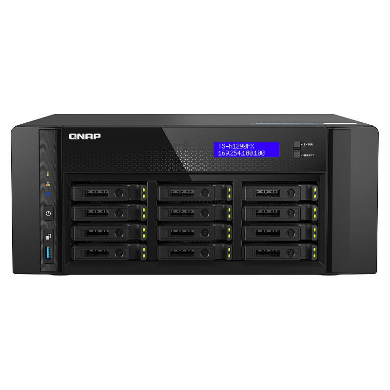 QNAP TS-h1290FX NAS Tower EPYC 7302P 256 GB DDR4 0 TB QuTS hero Schwarz