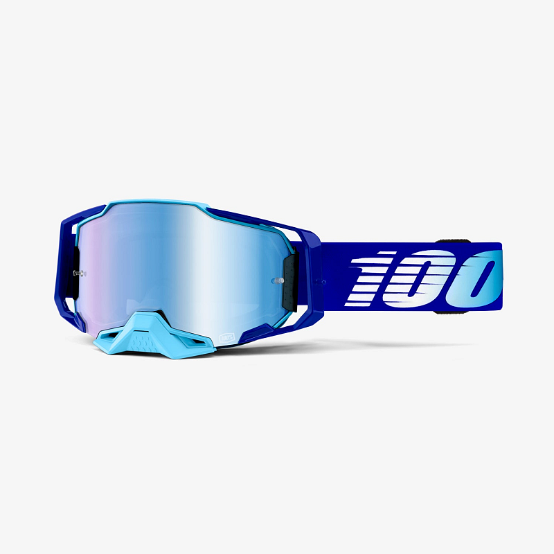 100% Armega Goggle Wintersportbrille Blau Unisex Blau, Spiegel Zylindrische (flache) Linse