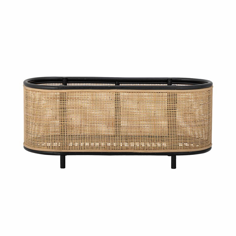 Bloomingville 82055538 Blumenkübel Drinnen Pflanzgefäß Freistehend Rattan Schwarz, Natürlich/Natur