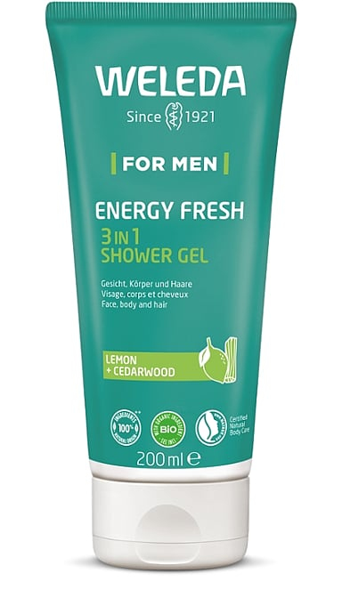 Weleda Energy Fresh 200 ml Duschgel Männer Körper & Gesicht & Haar Zedernholz