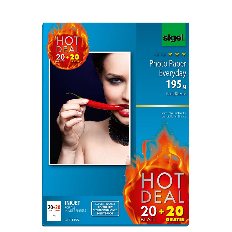 Sigel T1155 Fotopapier A4 Hoch-Glanz