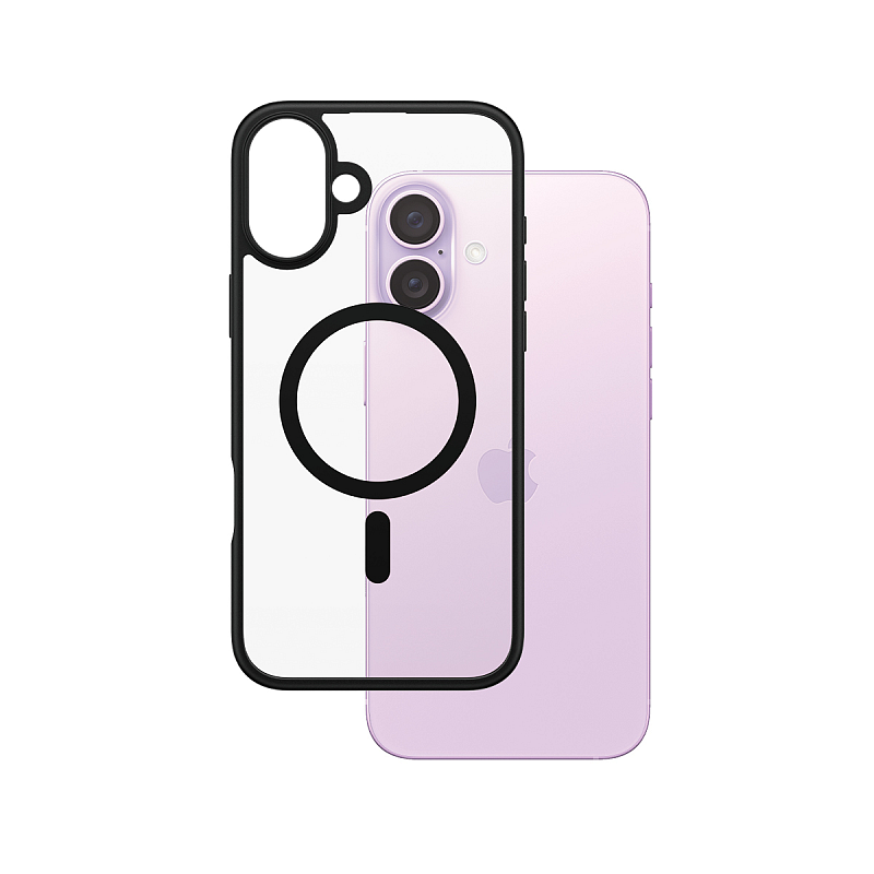 PanzerGlass ® HardCase Transparent m. Schwarz MagSafe & Rahmen iPhone 16 Plus