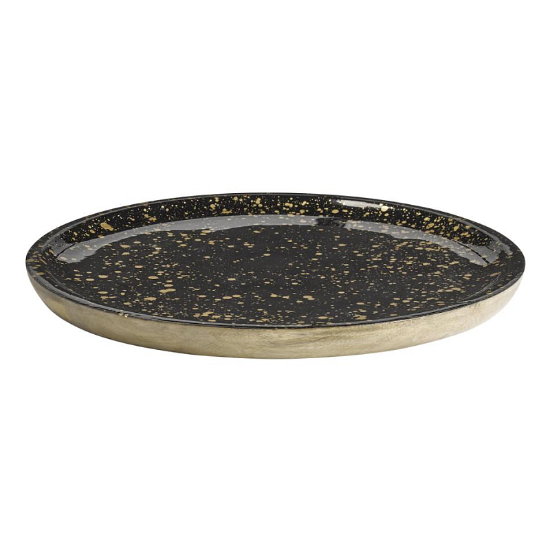 APS-Germany 01058 Holz Schwarz, Braun, Gold Rund Servierplatte