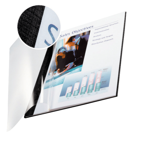 Leitz impressBIND A4 Karton, Polyethylenterephthalat Schwarz, Transparent 10 Stück(e)