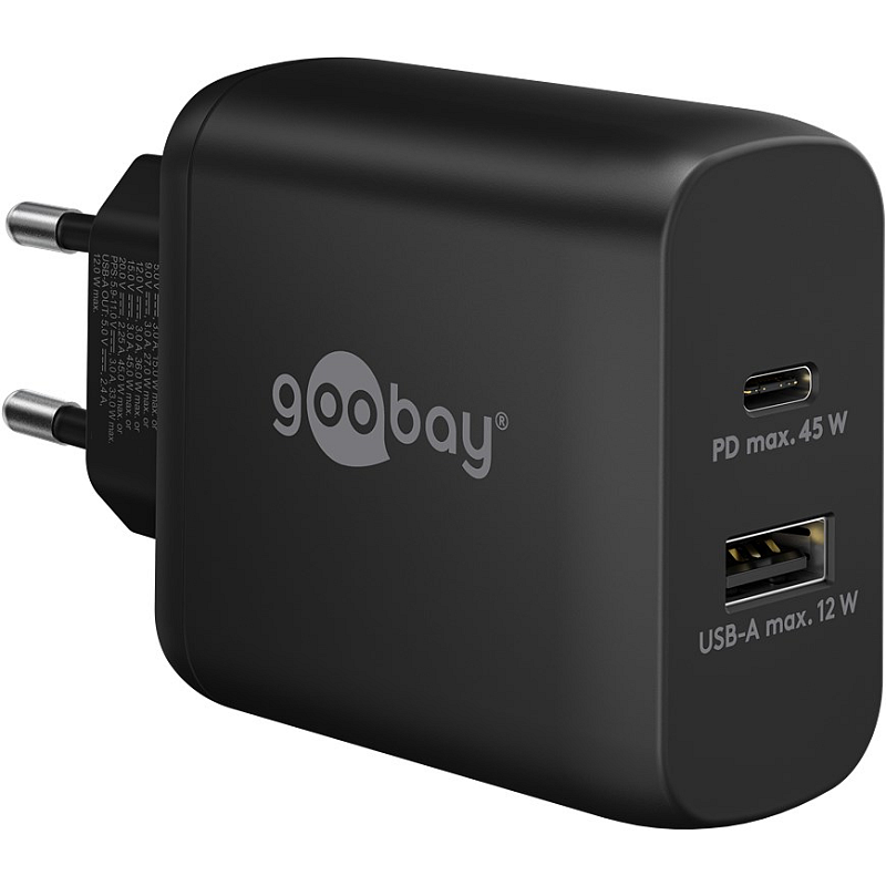 Goobay 65411 Ladegerät für Mobilgeräte Kopfhörer, Smartphone, Tablets Schwarz AC Schnellladung Drinnen