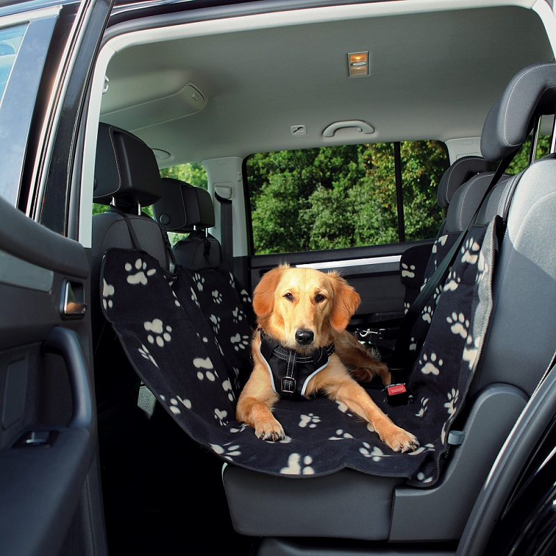 TRIXIE 13234 Hundeautositz/-kofferraumabdeckung Autositzbezug Fleece, Nylon Beige, Schwarz