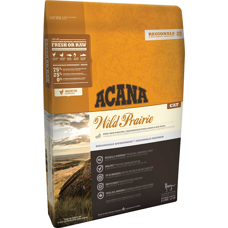 Acana Cat TF Regionals Wild Prairie Katzen-Trockenfutter 4,5 kg Adult Huhn, Fisch