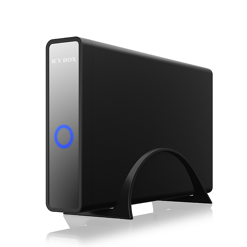ICY BOX IB-382H-C31, USB 3.2 Gen 2 Gehäuse für 2,5'' od. 3,5'' SATA HDD/SSD, integrierter Hub 1x USB-C 2x USB-A, 10 Gbit/s, 12V 3A Netzteil, schwarz