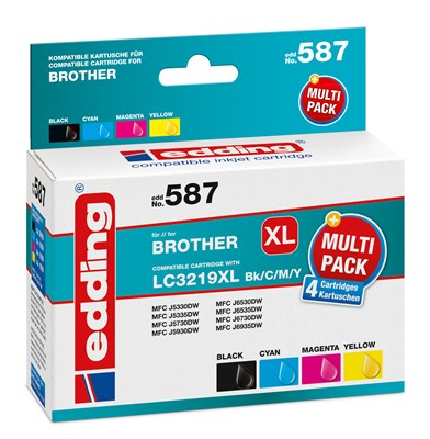 Edding EDD-587 Druckerpatrone 4 Stück(e) Kompatibel Hohe (XL-) Ausbeute Schwarz, Cyan, Magenta, Gelb