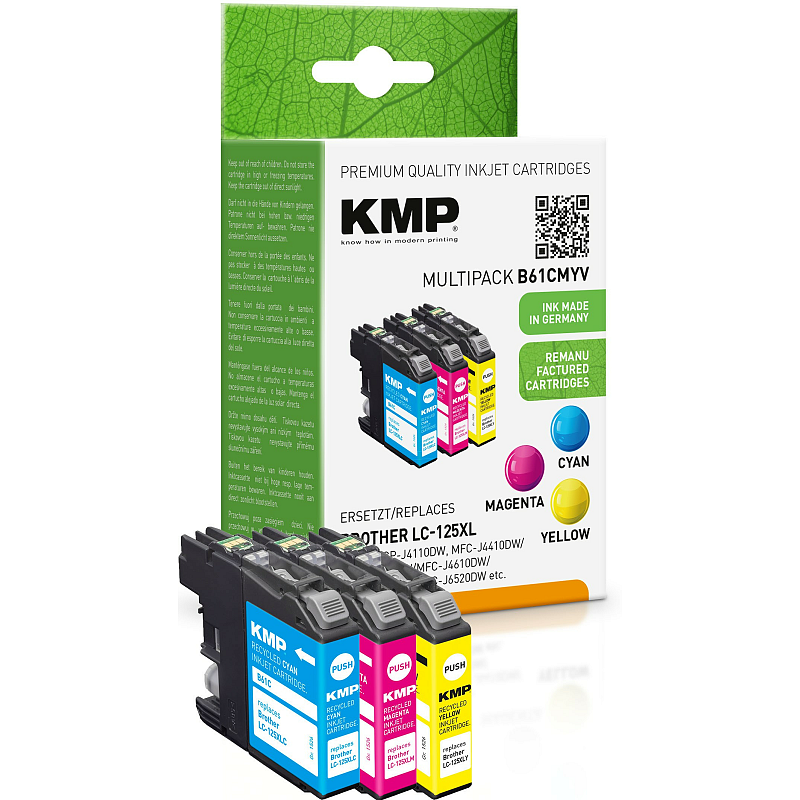 KMP B61CMYV Druckerpatrone 3 Stück(e) Kompatibel Cyan, Magenta, Gelb