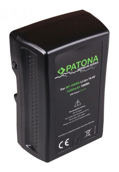 PATONA V-Mount Akku wie BP-190WS, 13200mAh, 14.4V