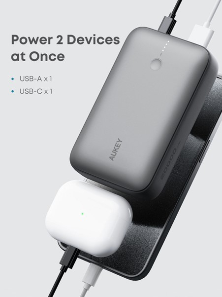 AUKEY PB-Y57 Spark Mini 20000 Kompakte Schnelllade-Powerbank Erhältlich in Grau und Weiß
